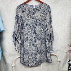 H&M Morris & Co Women’s Blue & Ivory Floral Print Tunic Dress